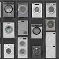 Various Modern Washing Machines In Different Styles And Colors For Home Appliances