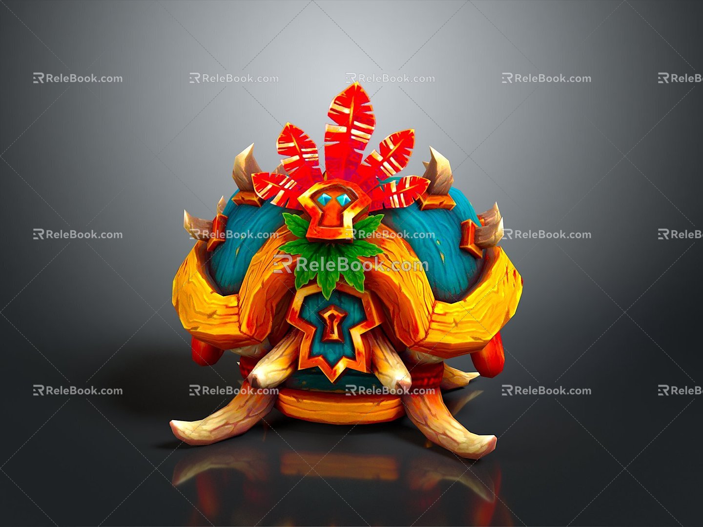 Cartoon Box Treasure Box Cartoon Box Tribal Treasure Box Tribal Box 3d model