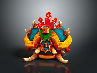 Cartoon Box Treasure Box Cartoon Box Tribal Treasure Box Tribal Box 3d model