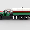 Vintage Green White Red Building Block Truck Model With Classic Cab And Tank