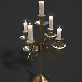 Ornate Brass Candelabra With Classic Design Multiple Curved Arms And Lit Candles