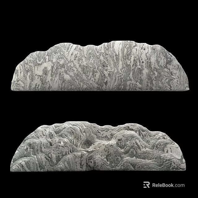 Natural Stone And Wood Carved Art Pieces With Detailed Mountain Textures 3d model 