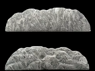 Natural Stone And Wood Carved Art Pieces With Detailed Mountain Textures 3d model