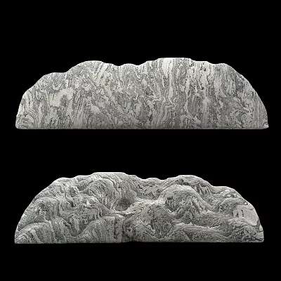 Natural Stone And Wood Carved Art Pieces With Detailed Mountain Textures 3d model