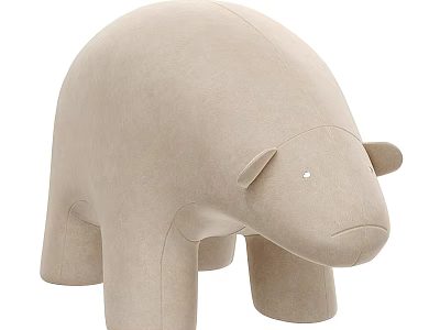 Adorable Beige Polar Bear Shaped Soft Fabric Ottoman For Home Decor 3d model