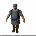 Man with brown hair beard wearing gray sleeveless tunic blue vest brown belt pants boots