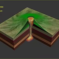Volcano Cross Section Structure With Layers And Magma Eruption Channel