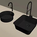 Modern Stainless Steel Kitchen Sink with Round and Square Shapes and Pull out Faucet