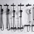 Modern Black Shower Head Systems With Multiple Styles And Wall Mounted Design 3d model
