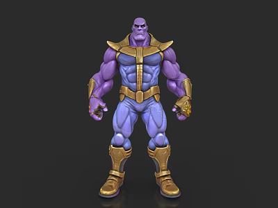 Thanos Game Movie Character With Purple Skin Gold Armor And Infinity Gauntlet 3d model
