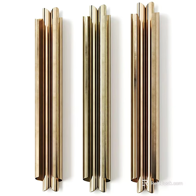 Modern Gold Metal Wall Lamp With Vertical Stripes Design For Interior Decor 3d model 