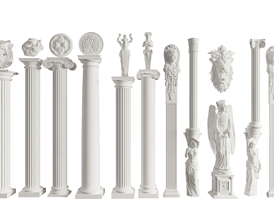 European Roman Column Roman Column Gypsum Sculpture model