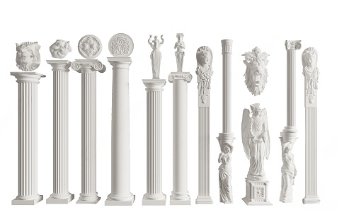 European Roman Column Roman Column Gypsum Sculpture 3d model