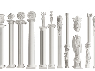 European Roman Column Roman Column Gypsum Sculpture 3d model