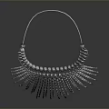 Silver Household Decorative Ornament With Circular Beads And Hanging Wavy Chains