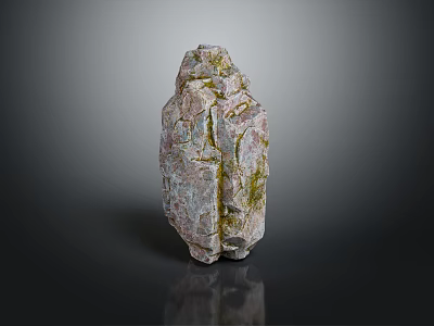 Natural Wooden Stone Material With Gray Pink Color And Mossy Surface Texture 3d model