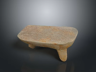 Natural Stone Outdoor Chair With Rectangular Textured Surface And Four Sturdy Legs 3d model