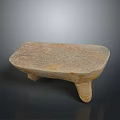 Natural Stone Outdoor Chair With Rectangular Textured Surface And Four Sturdy Legs 3d model