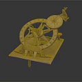 Antique Mechanical Clock with Intricate Brass Gears and Dial on Square Base