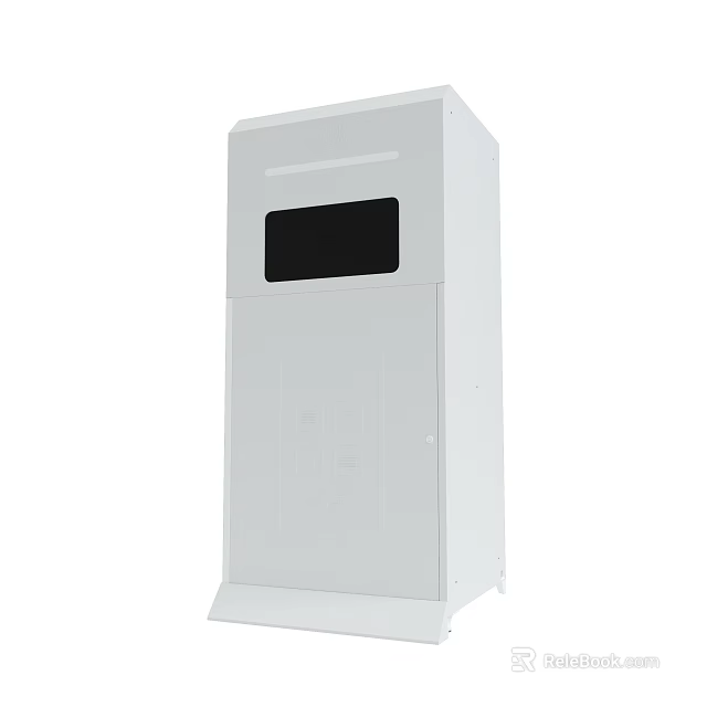 White Standing Device With Display Screen And Front Panel Design 3d model 