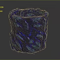 Shiny Blue Decorative Cylinder With Unique Textured Wavy Surface Design