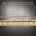 Modern Wine Cabinet Design With Layered Shelves And Hanging Wine Bottles