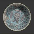 Turquoise and Silver Carved Bowl With Intricate Patterns and Artistic Designs