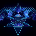 Stunning Stage Design With Dark Blue Background Geometric Stars Glowing Lines And Starry Sky Patterns