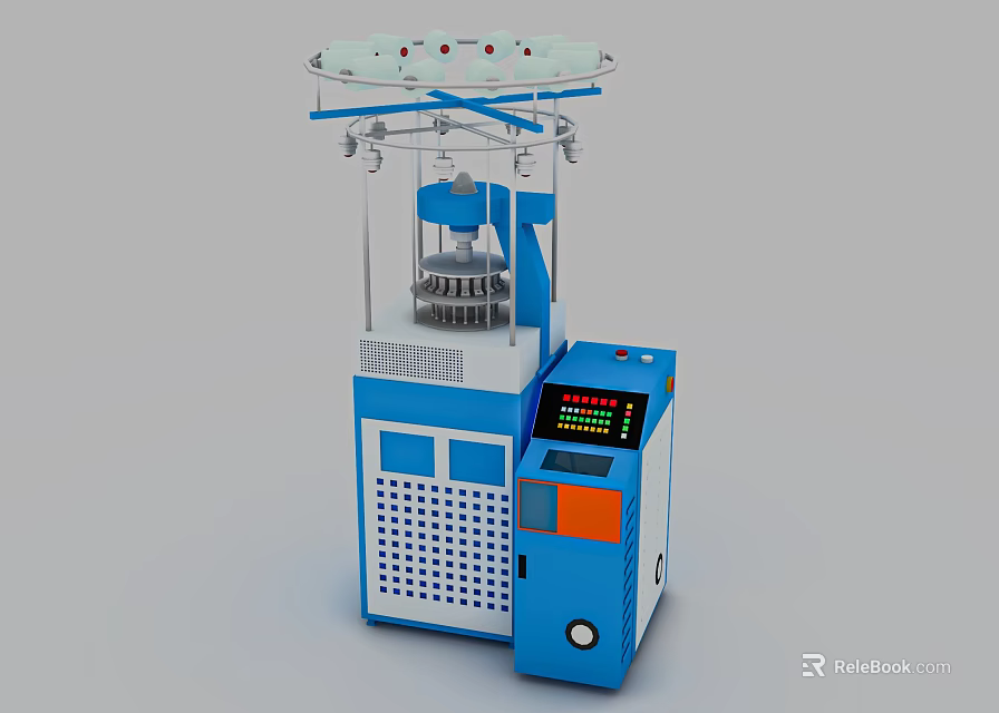 Blue And White Industrial Equipment Featuring Control Panel Display Screen And Mechanical Structure 3d model 