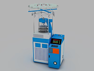 Blue And White Industrial Equipment Featuring Control Panel Display Screen And Mechanical Structure 3d model