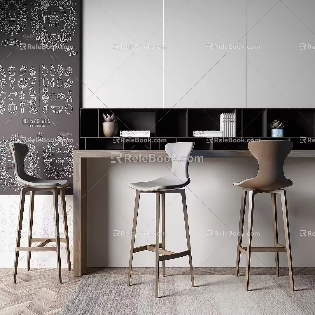Modern Bar Chair Combination Bar Counter 3d model