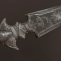 Ornate Medieval Sword With Intricate Hilt Carvings And Decorative Blade Symbols