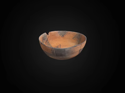 Antique Broken Pottery Bowl With Intricate Geometric Patterns On Its Surface 3d model