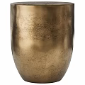Golden Metallic Vase With Curved Design And Small Decorative Metal Object
