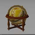 Vintage Decorative Globe With Wooden Stand And Detailed Earth Sphere