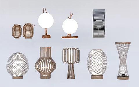 Modern Table Lamp Woven Table Lamp Woven Lamp Bamboo Art Table Lamp Bamboo Art Lamp 3d model