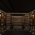 Luxury Tobacco And Alcohol Store Interior With Glass Display Shelves Wine Racks And Mirrored Floors
