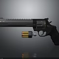 Fortishawk Revolver With Black Silver Finish Long Barrel Bullets And Red Accent Grip