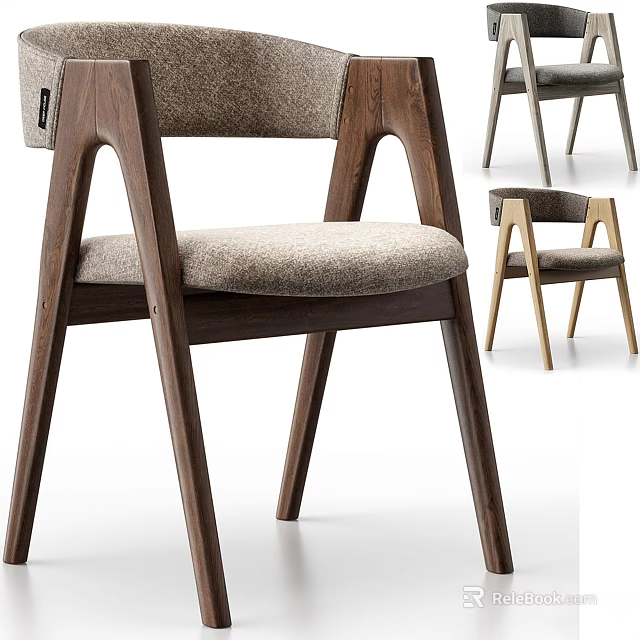 Modern Wooden Dining Chairs With Upholstered Seats And Sleek Curved Leg Design 3d model 