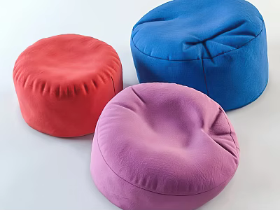 Colorful Soft Bean Bag Chairs in Red Blue Purple for Comfortable Seating 3d model