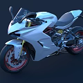 High Performance Sport Motorcycles With White And Red White Blue Livery And Stylish Red Rims
