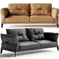 Modern Two Seater Tufted Leather Sofa in Brown and Black 3d model