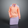 Orange Purple Color Block Jacket And Purple Knitted Skirt Fashion Outfit