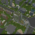 Aerial Urban Planning View With High Rise Buildings Green Spaces And Roads