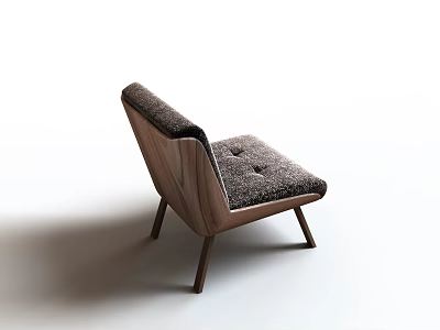 Modern Walnut Frame Accent Chair With Soft Fabric Upholstered Seat And Tufted Backrest 3d model