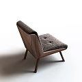 Modern Walnut Frame Accent Chair With Soft Fabric Upholstered Seat And Tufted Backrest