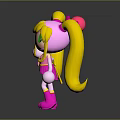 Cute Cartoon Game and Movie Character with Blonde Pigtails Green Eyes and Pink Outfit