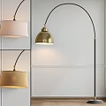 Modern Arched Floor Lamp With Brass Finish And Fabric Shade