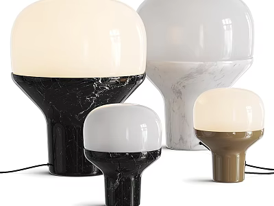 Stylish Table Lamps with Marble Bases Round Shades and Various Colors 3d model