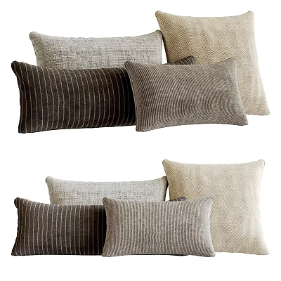 Decorative Pillows in Neutral Gray Beige Tones with Textured Linen and Soft Fabrics 3d model